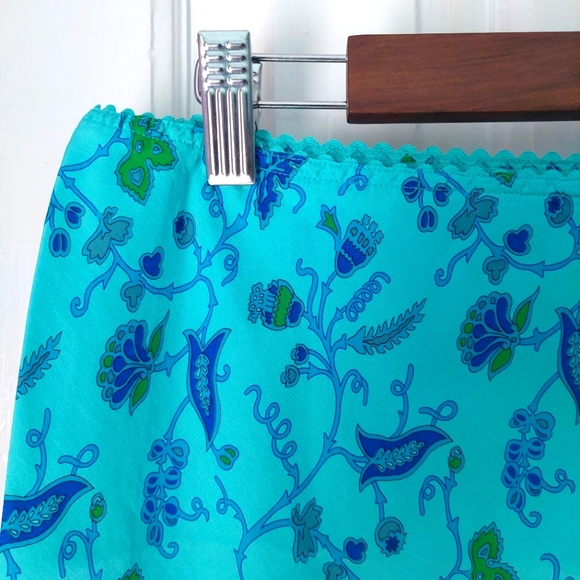100% Silk Turquoise Aqua Blue Floral Midi Skirt by New York & Company Sz M - Picture 4 of 8